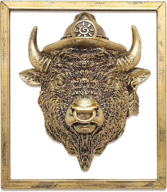 Newinhome Animal Heads Wall Decor (5pcs, Includes Metal Frame) Resin Animals Sculptures Head Wall Hanging Decoration Gold vintage Wall Sculpture for Living Room Bedroom Office