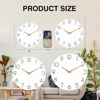 cicininc Wall Clock, Gray Silent Non-Ticking, Decorative Battery Operated Wall Clocks for Bedroom, Kitchen, Home, Office, School, Hotel (8 Inch)