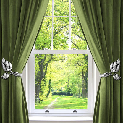 HIKMLK Leaf Shaped Curtain Tieback Holdbacks 2pcs, Handmade Metal Curtain Side Holders for Wall, Curtain Hook Pull Backs for Drapes Window Decoration
