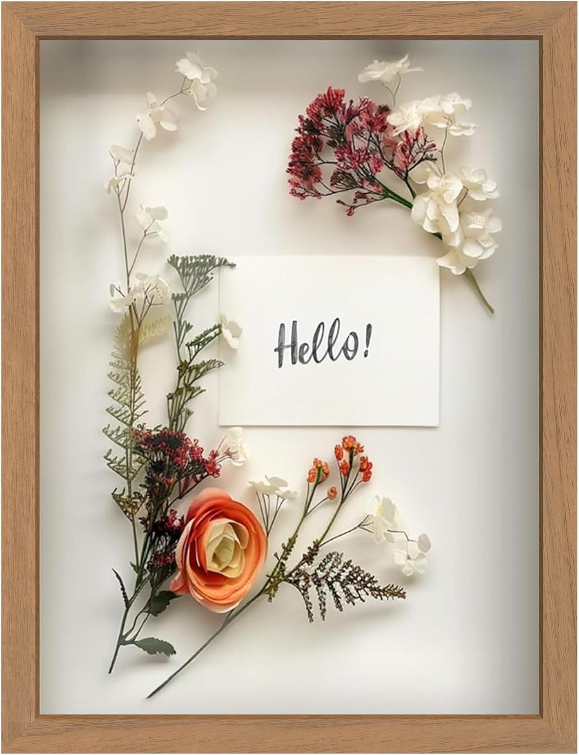 FrameWorks 11” x 14” Dark Oak Wooden Shadow Box Frame – Display Case with Soft Felt Back, Memory Box with Tempered Glass, Display Box with Elegant White Ball Push Pins, Wooden Flower Box
