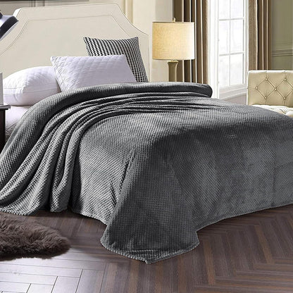 Exclusivo Mezcla Fleece Throw Blanket Extra Large, Super Soft and Warm Blankets for Couch, Sofa and Bed Waffle Textured, Cozy, Fuzzy and Lightweight (Slate Blue, 50x70 Inches)