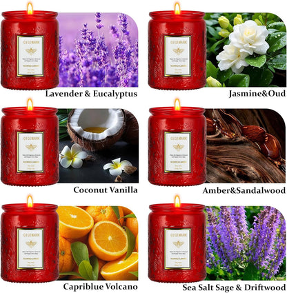 Mother’s Day Candles Gift Set for Mom, Natural Soy Wax Scented Jar Candles 6-Pack, Aromatherapy Candles for Home, 42oz 300 Hours Long Lasting, Gifts for Women
