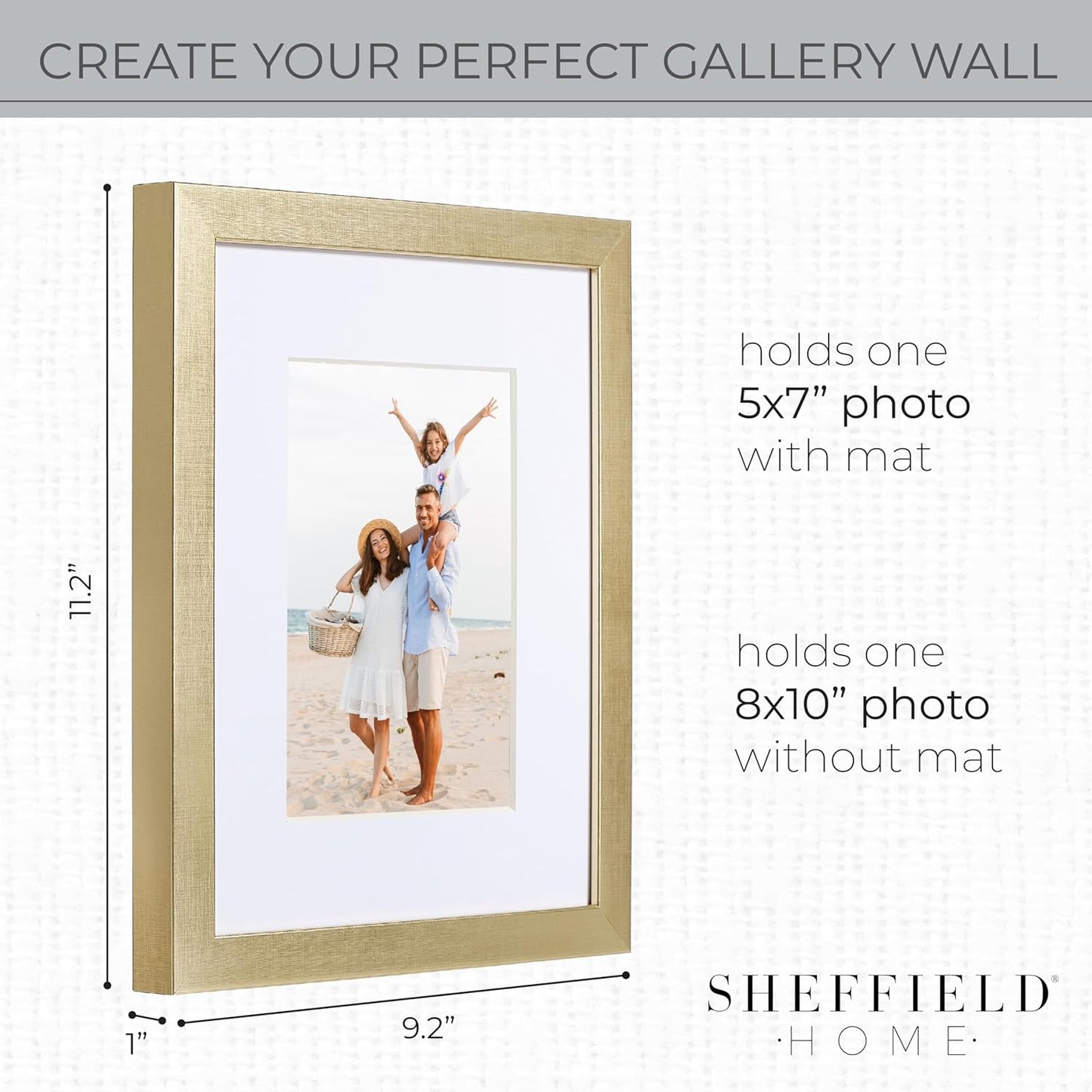 Sheffield Home 9 Piece Gallery Wall Frame Set, 11x14 in. matted to 8x10 in. (Matte Black)