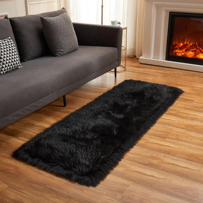 EasyJoy Ultra Soft Fluffy/Fuzzy Shaggy Area Rug Faux Fur Chair Cover Seat Pad for Bedroom Floor Sofa Living Room (2 x 6 ft Sheepskin, Beige)