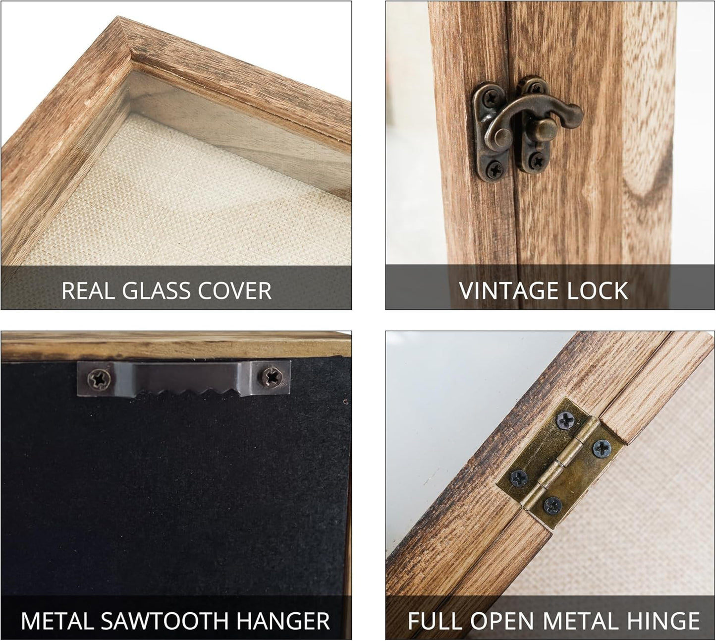GraduatePro Shadow Box Frame 11x14 Display Case with Linen Back, Real Glass Window Door with Hinge, Picture Frame Wedding Bouquet Memorabilia Medals Photos Memory Box for Keepsakes, Carbonized Black