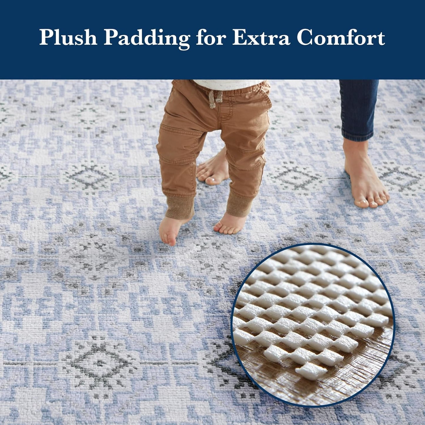 Veken Non Slip Rug Pad Gripper 8 x 10 Feet Extra Thick Pads for Any Hard Surface Floors, Keep Your Rugs Safe and in Place, Under Carpet Anti Skid Mat - Colors B