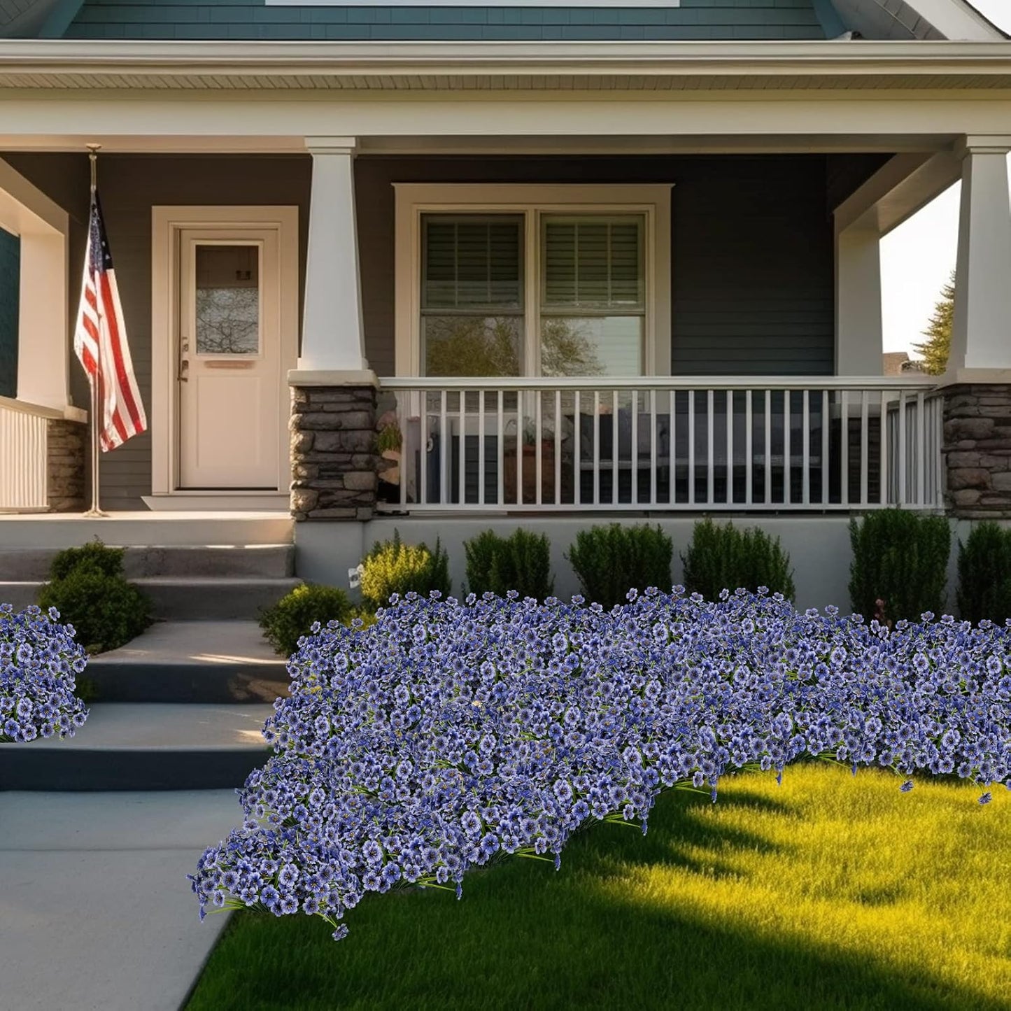Lnoicy Artificial Greenery Plants Outdoor UV Resistant Fake Plants Boxwood Shrubs Grass,20 Bundles for Farmhouse Home Garden Office Patio Backyard Wedding and Indoor Outdoor Decoration