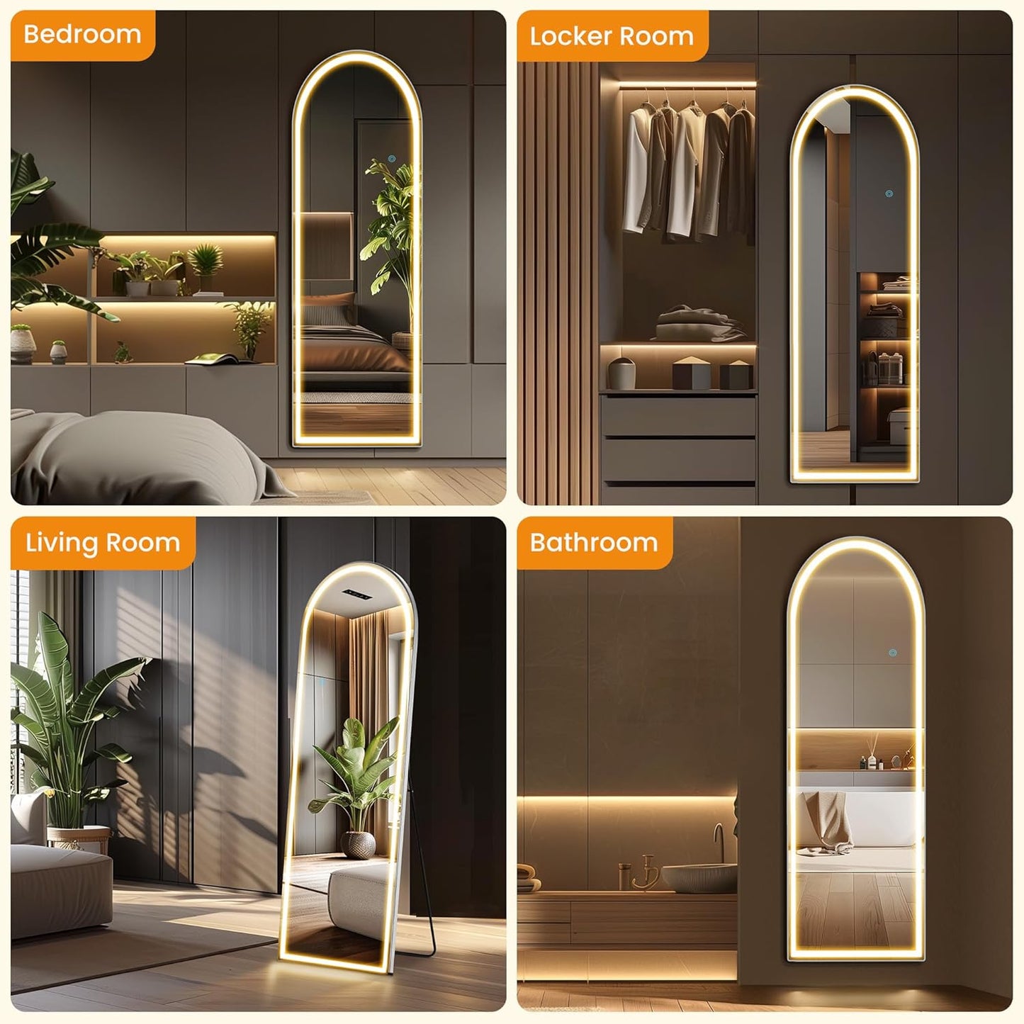 Mirror Full Length, Upgraded 16"x59" Body Wall Mirrors with Shatter-Proof Glass, Floor Standing, Hanging or Leaning, Tall Mirror with Stand Aluminum Alloy Frame for Bedroom Cloakroom