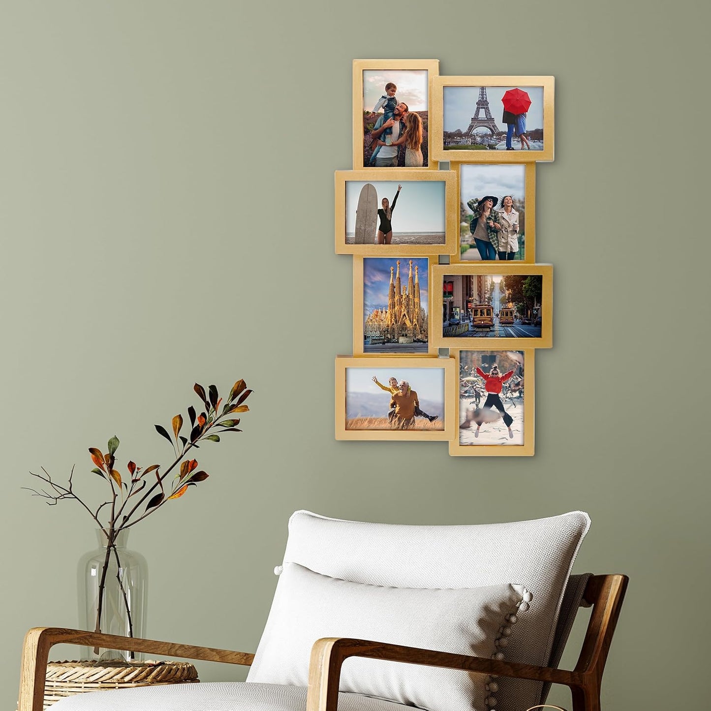 MELANNCO Collage Picture Frame for Wall, Holds 12 Photos - Six 4x6 and Six 6x4 Images, 18x23 Inch Black Plastic Frame, Hang Horizontal or Vertical, Gallery Wall Decor