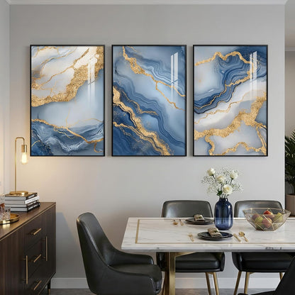 Large Framed Abstract Nature Landscape Wall Art for Living Room, Set of 3 Modern Canvas Prints Paintings Artwork for Walls, Green Lake Pictures for Hallway, Dining Room, Office Wall Decor 24x36 Inch