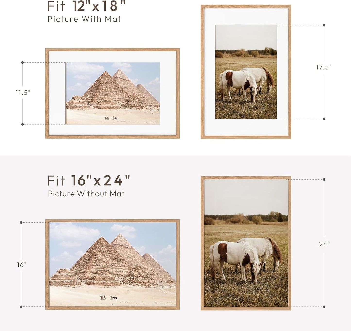 5x7 Picture Frame, Solid Oak Wood 5 x 7 Photo Frame with Mat to 4x6, 7x5 Picture Frames for Wall and Tabletop Display, (Walnut Set of 1)