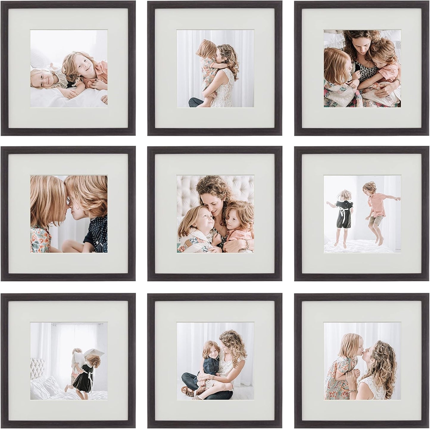 Sheffield Home 9 Piece Gallery Wall Frame Set, 11x14 in. matted to 8x10 in. (Matte Black)