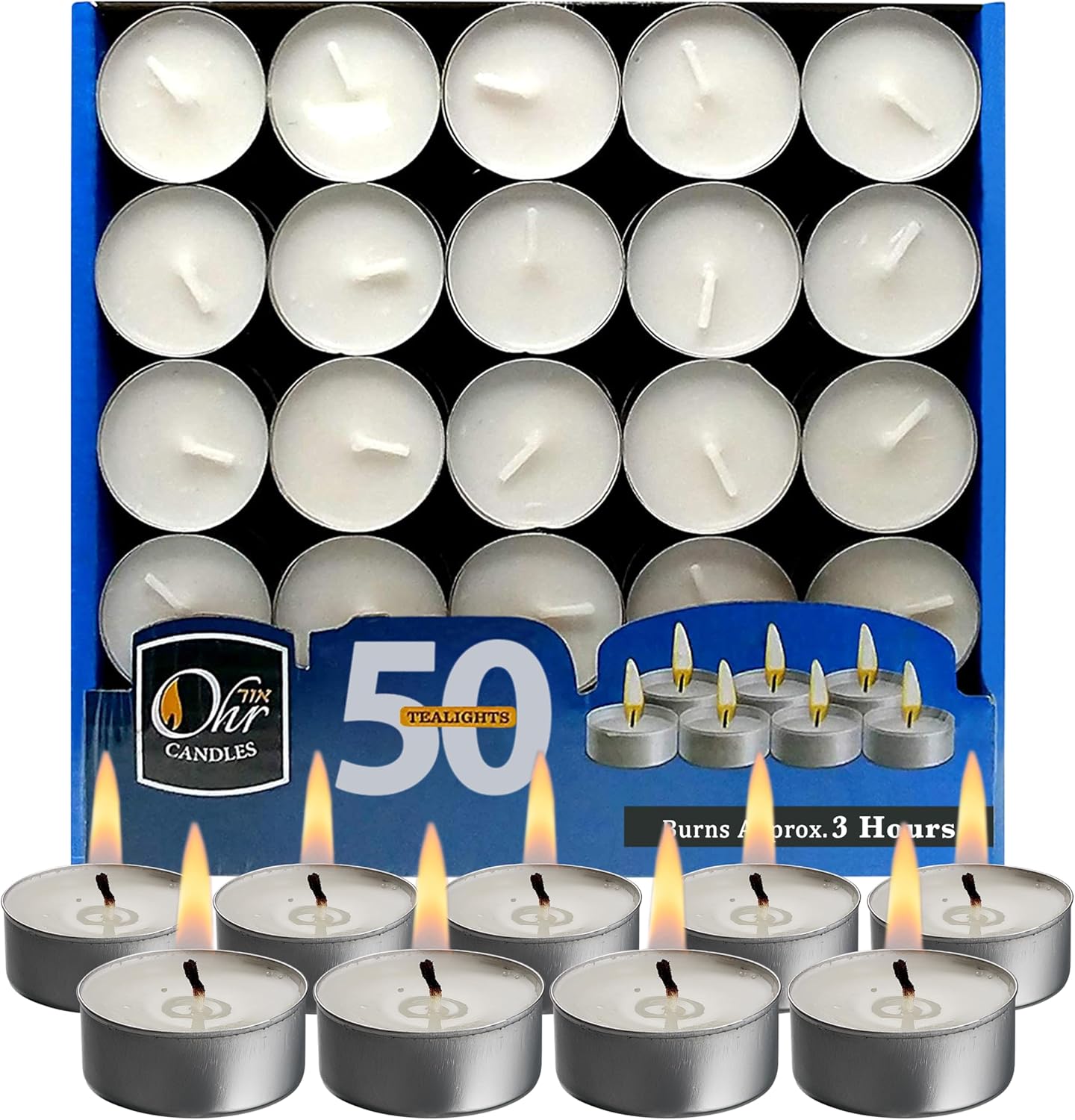 Ohr Tea Light Candles - 200 Bulk Pack - White Unscented Travel, Centerpiece, Decorative Candle - 3 Hour Burn Time