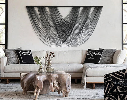 Flber Macrame Wall Hanging Boho Wall Decor Tapestry Dip Dyed Ombre Moss Green Handmade Wall Art Woven Cotton Rope Backdrop with for Bedroom Living Room, 57" W x 39" L
