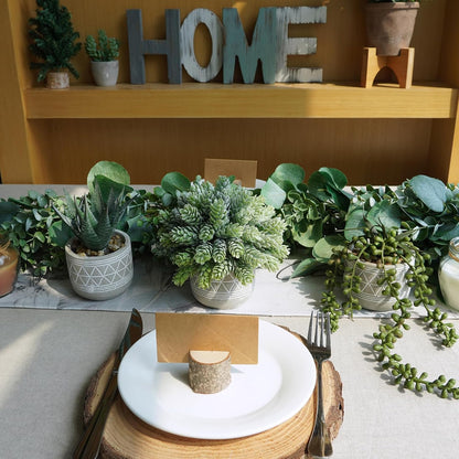 Winlyn Set of 3 Mini Faux Succulent Potted Plants Artificial Aloe Hops String of Pearls Fake Succulents in Gray Geometric Concrete Pots for Home Office Table Shelf Kitchen Living Room Boho Décor