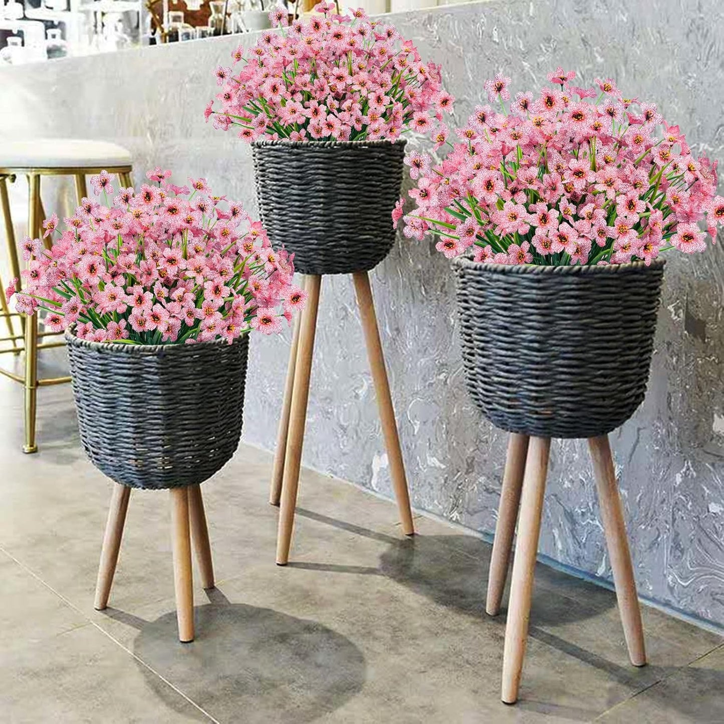 Lnoicy Artificial Greenery Plants Outdoor UV Resistant Fake Plants Boxwood Shrubs Grass,20 Bundles for Farmhouse Home Garden Office Patio Backyard Wedding and Indoor Outdoor Decoration