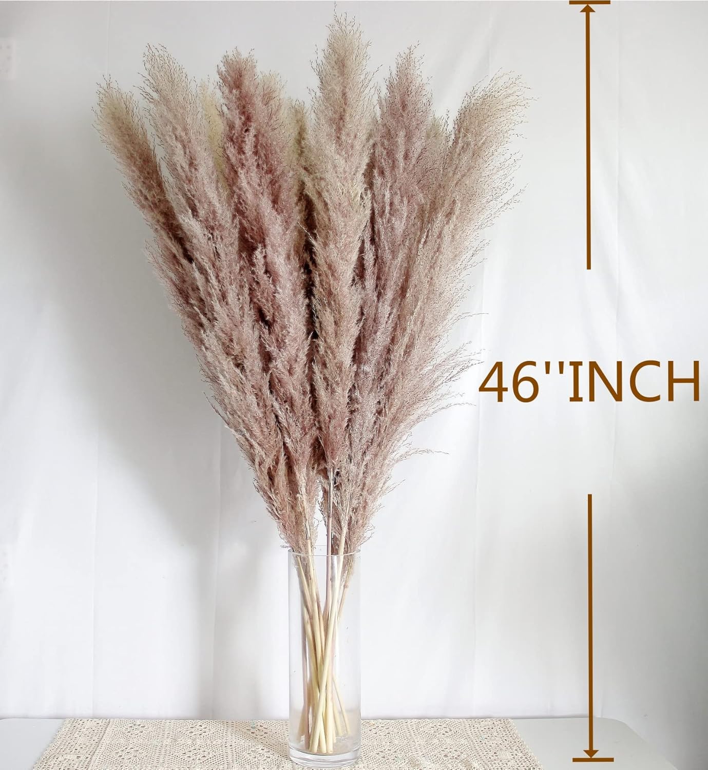 46" inch 10 Stems Natural Pampas Grass Decor Tall, Pompas Grass, Tall Pampas Grass for Weddingm, Farmhouse, Boho Home Decor (Beige)