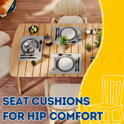 AAAAAcessories D-Shaped Chair Cushions, 2" Thick Dining Chair Pads with Ties and Removable, Machine-Washable Cover, 17" x 16", Set of 4, Oatmeal Beige - Colors B