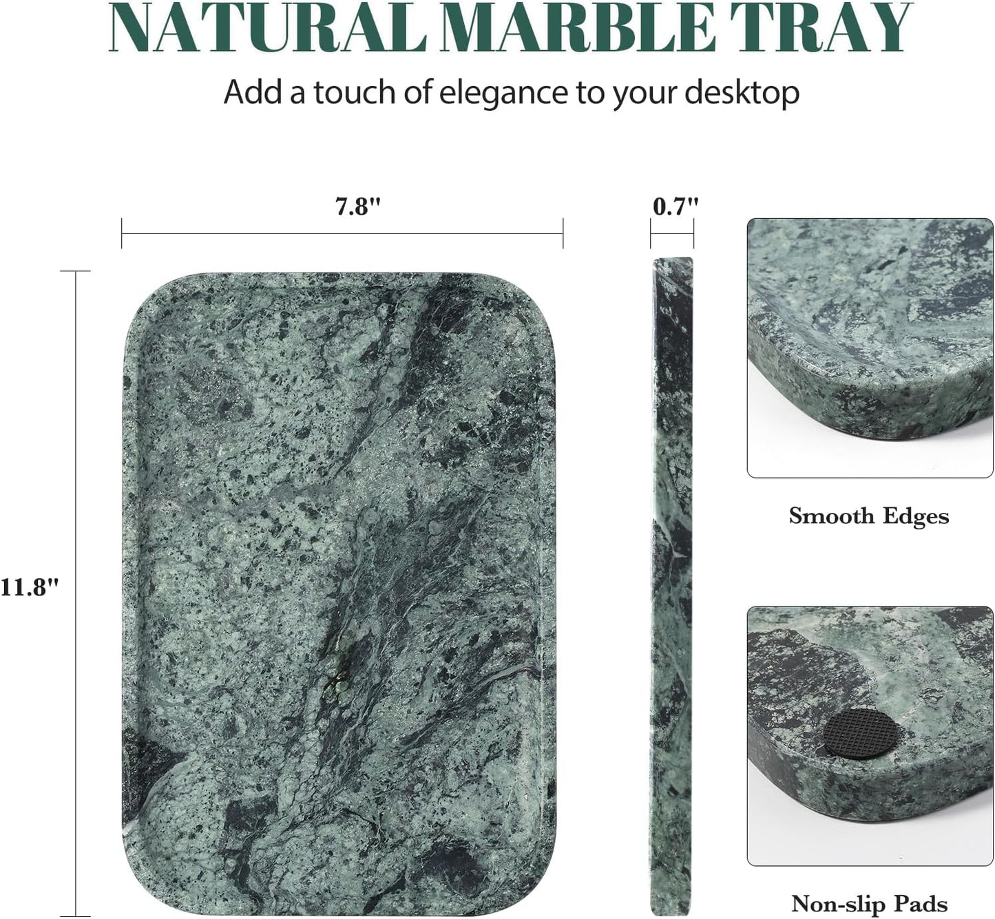 Koville Romano Travertine Tray, 12"x8" Natural Stone Vanity Tray for Countertop Bathroom Kitchen Dresser, Decorative Marble Catchall Trays for Perfume Jewelry, Rectangular Serving Tray(Beige)