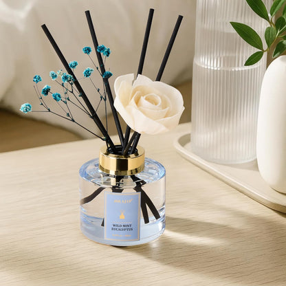 Airkeep Flower Reed Diffusers Set, 5.07 oz Freesia/Passion Fruit/Orange Scented Oil Diffuser with 8 Reed Sticks, Home Fragrance Diffuser Gift Set for Bathroom & Office Decor 150ml