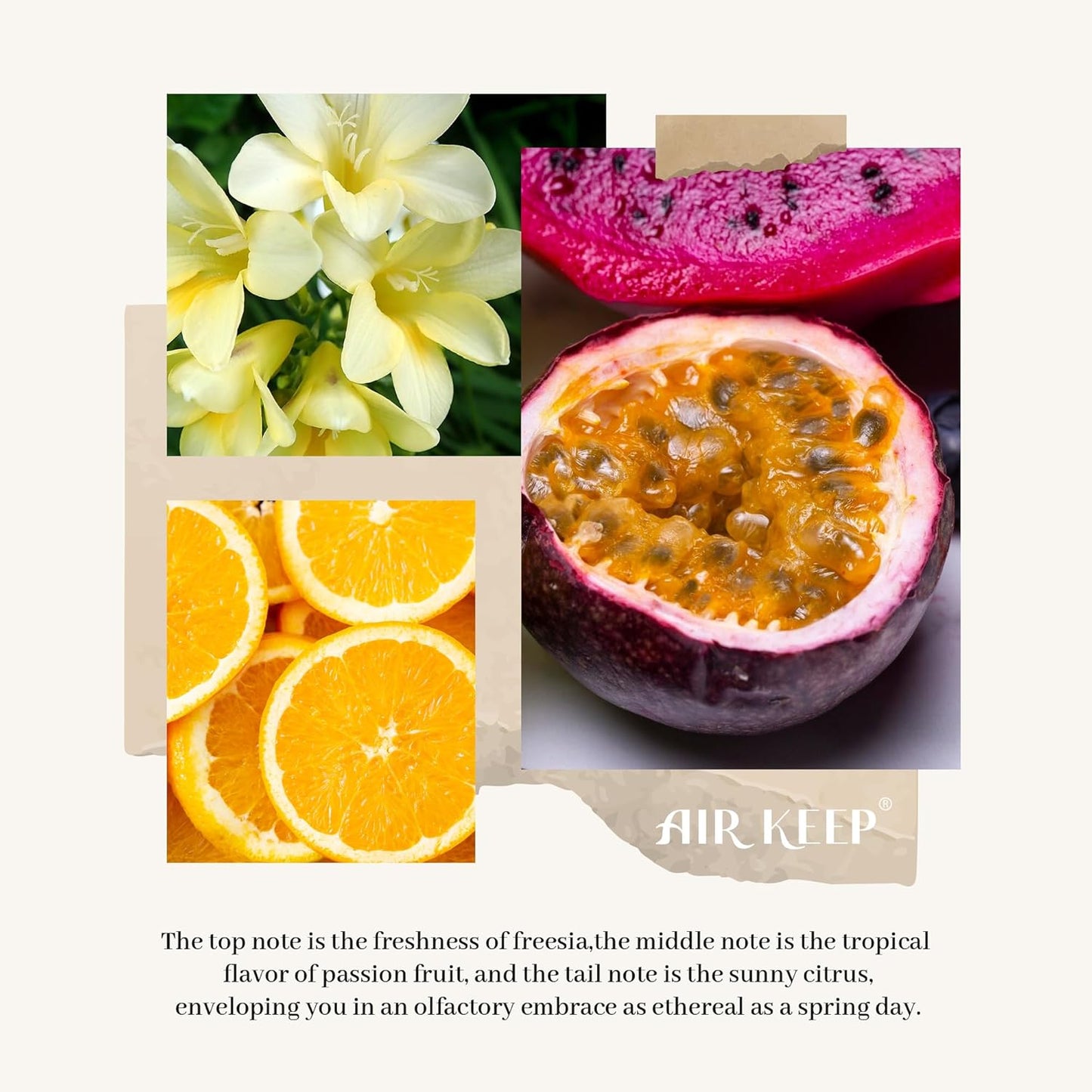 Airkeep Flower Reed Diffusers Set, 5.07 oz Freesia/Passion Fruit/Orange Scented Oil Diffuser with 8 Reed Sticks, Home Fragrance Diffuser Gift Set for Bathroom & Office Decor 150ml