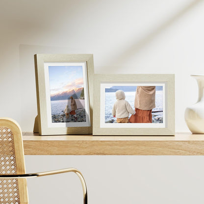 Vittanly 8x10 Picture Frames Set of 9, Shatter Resistant Plexiglass, Display 5x7 Pictures with Mat or 8x10 without Mat, Photo Frames for Wall or Tabletop, Engineered Wood, Black - Colors A