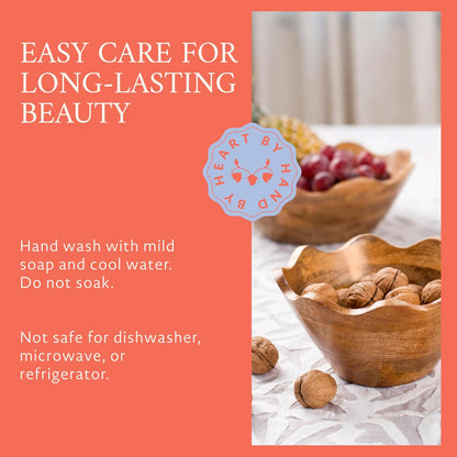 Mela Artisans 12-Inch Mango Wood Scalloped Bowl - Hand-Finished Decorative Serving and Fruit Bowl with Natural Grain for Kitchen Counter, Snacks, Desserts, Bread and Home Decor Centerpiece