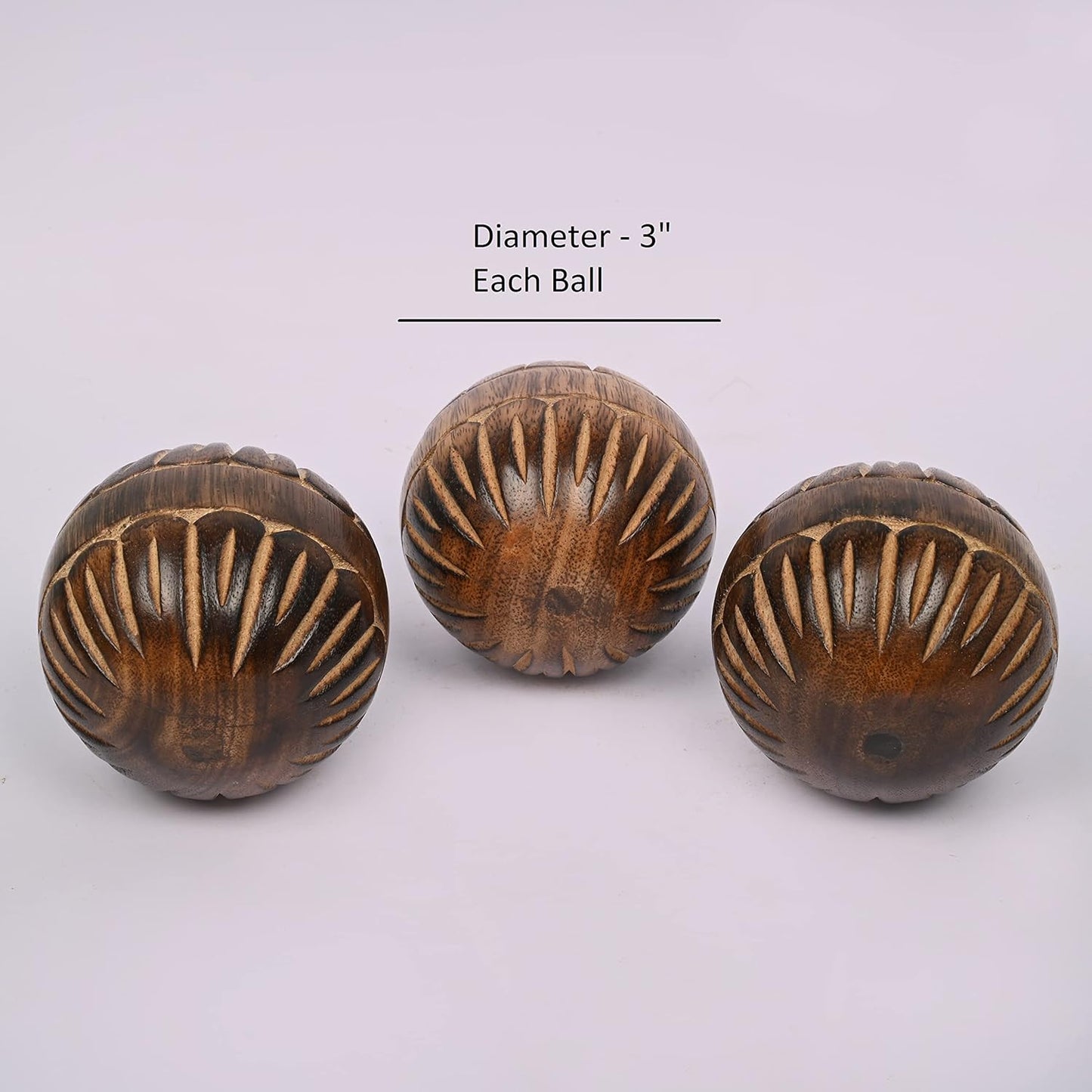 EDHAS Decorative Mango Wood Round Balls Set of 3 for Centerpiece or Individual Use Ideal for Use in Tray Bowl or Basket Decor