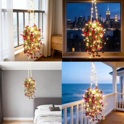 Comtelek Fake Hanging Plants with Lights Artificial Plants for Home Decor Macrame Plant Hanger with Fake Vines Faux Hanging Planter for Wall Ceiling Bedroom Bathroom Kitchen Office Boho Decor Indoor