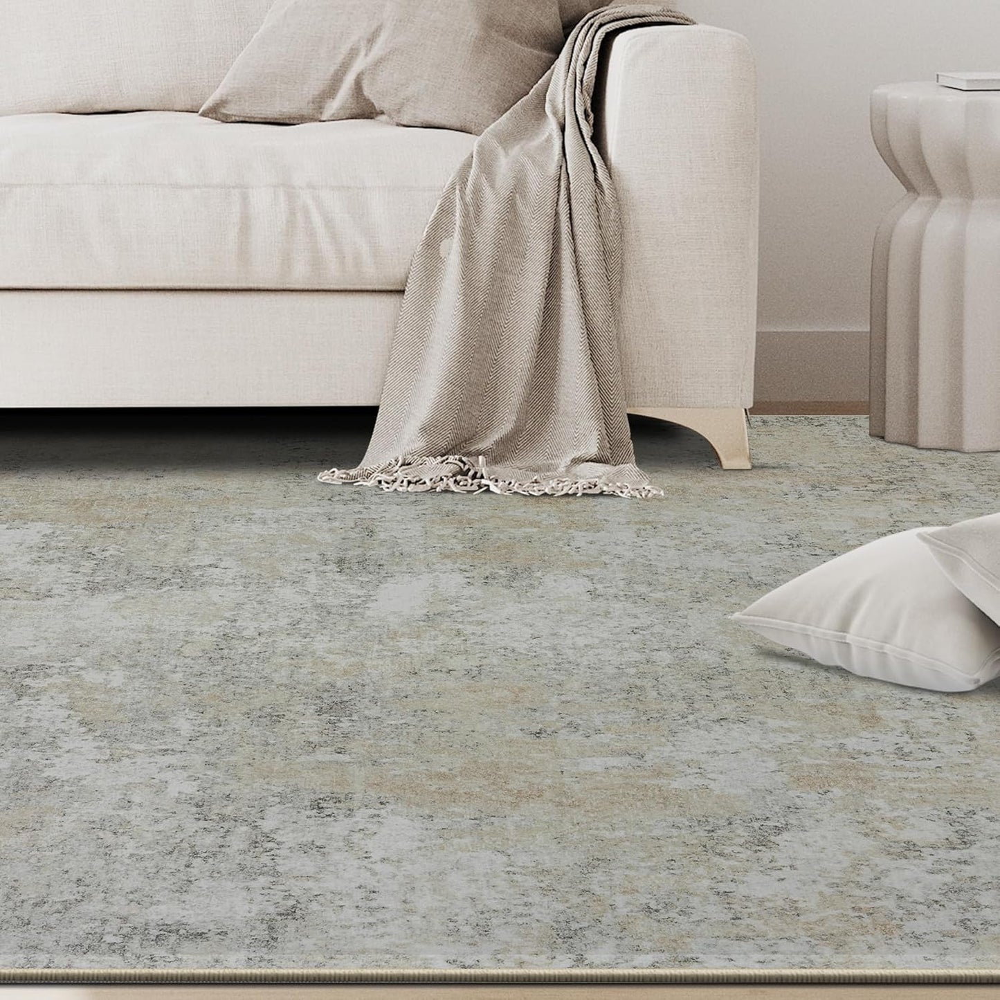 8x10 Area Rugs for Living Room Rug Washable: Abstract Large Rug for Dining Room Bedroom Carpet Non Slip 8 by 10 Indoor Modern Nursery Home Office Blue Grey