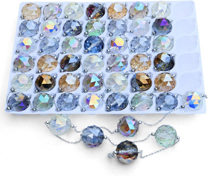 LEFERS 9.8Ft Crystal Glass Balls Christmas Garland,48 Beads 16mm Faceted Prism Beads Strands Hanging Ornament Decoration for Christmas Tree Centerpieces Wedding Party (Gold)