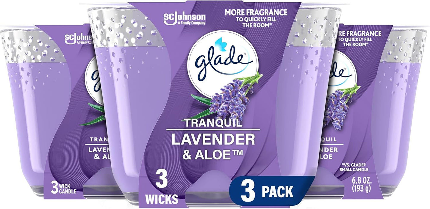 Glade 3-Wick Scented Candle Jar, Apple Cinnamon, Air Freshener Infused with Essential Oils, 6.8 Oz, 3 Count