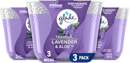 Glade 3-Wick Scented Candle Jar, Apple Cinnamon, Air Freshener Infused with Essential Oils, 6.8 Oz, 3 Count