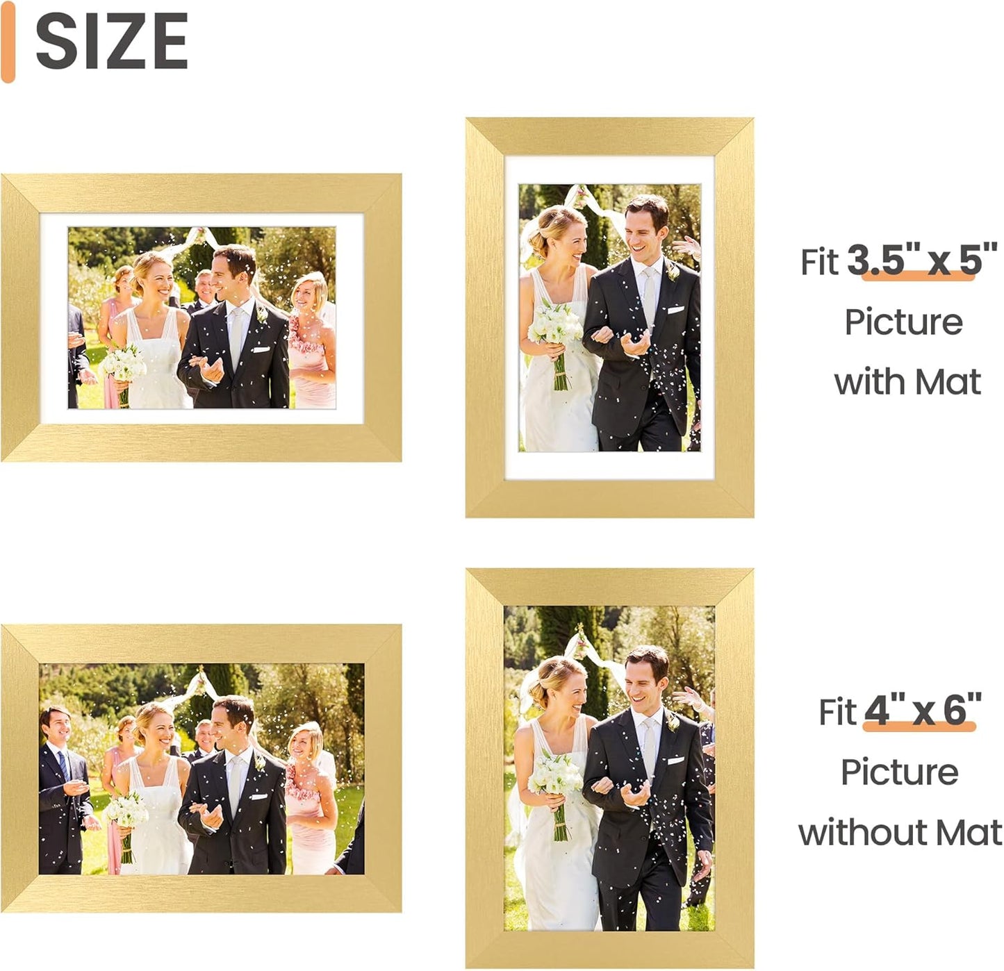 upsimples 8x10 Picture Frame, Display Pictures 5x7 with Mat or 8x10 Without Mat, Wall Hanging Photo Frame, Black, 1 Pack - Colors A