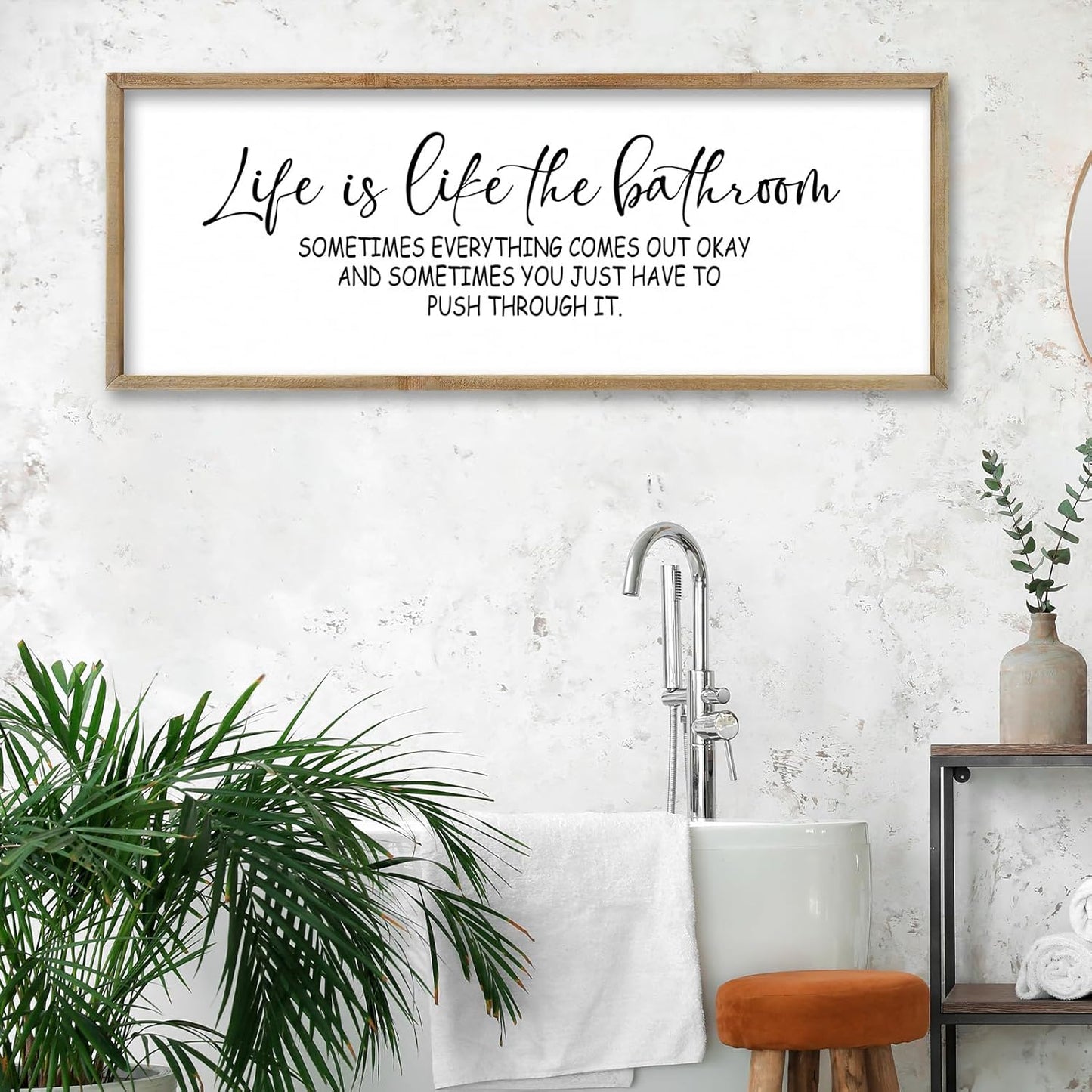 FZMHASLWW Gather Sign Wall Decor 32"×12" Large Wooden Framed for Dining Room Simple Home Kitchen Hanging Art (Wood)