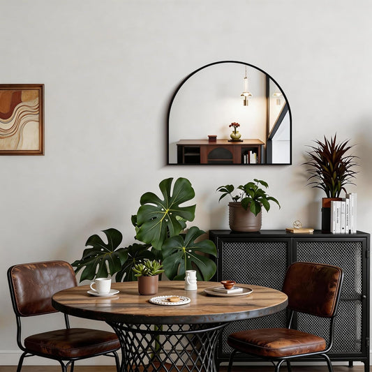 CIRCUMI Arched Wall Mirror, 42"x42" Black Arched Mirror with Tempered Glass, Metal Frame, Large Size for Entryway Table, Mantel,Living Room,Over Sink,Arch Mirror for Decor,Shatterproof&Crystal-Clear - Colors B