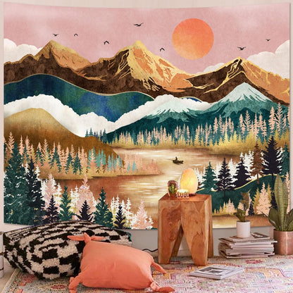 Zussun Black and White Tapestry Starry Night Mountain Tapestries for Bedroom Aesthetic Moon and Stars Tapastry's Wall Hanging Dark Nature Forest Wall Tapestry for Living Room Dorm (48'' × 36'')