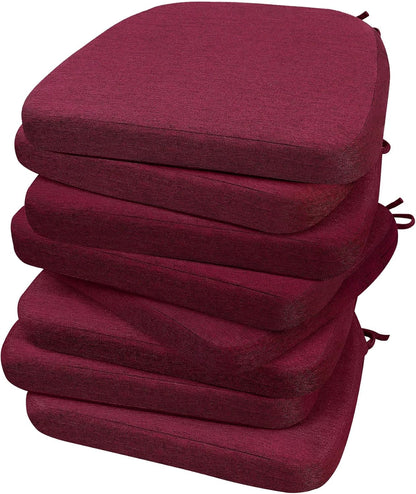 AAAAAcessories D-Shaped Chair Cushions, 2" Thick Dining Chair Pads with Ties and Removable, Machine-Washable Cover, 17" x 16", Set of 4, Oatmeal Beige - Colors B