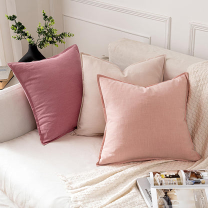 MIULEE Decorative Linen Euro Sham Pillow Covers 26x26 Cream White Boho Farmhouse Neutral Couch Throw Pillows for Bed Pack of 2 Accent Modern Pillowcase Sofa Livingroom Home Decor