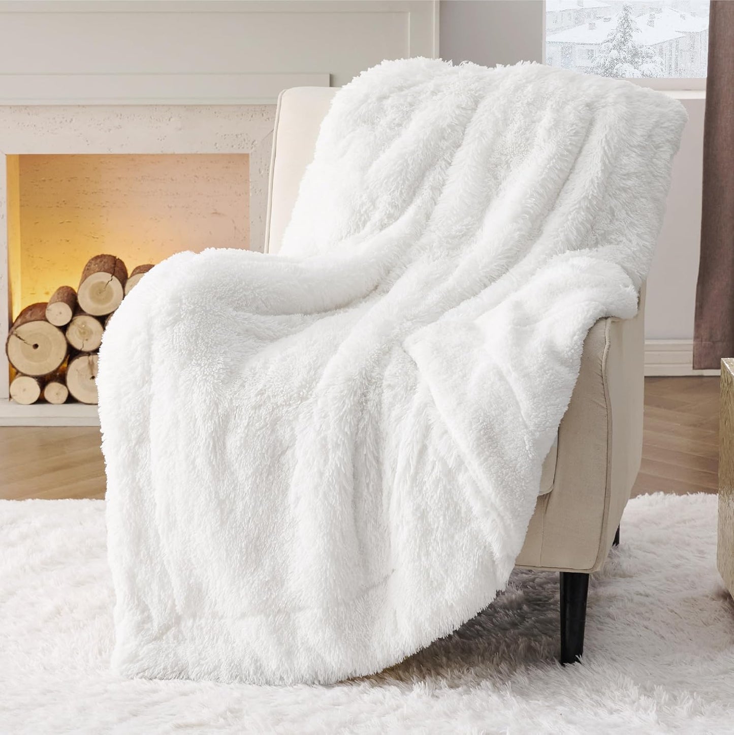 Bedsure GentleSoft Fluffy Fuzzy Faux Fur Throw Blanket for Couch, Soft Sherpa Fleece Cozy Gifts for Women, Plush Bed Blanket Room Decor for Men, Thick Warm Minky Teen Gifts Winter Bedding