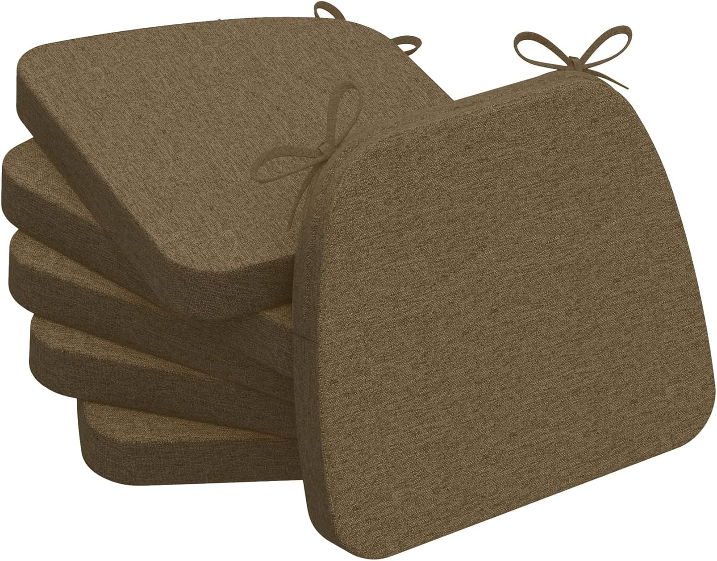 AAAAAcessories D-Shaped Chair Cushions, 2" Thick Dining Chair Pads with Ties and Removable, Machine-Washable Cover, 17" x 16", Set of 4, Oatmeal Beige - Colors B