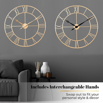 CLXEAST 30 Inch Large Wall Clock Modern, Oversized Roman Numeral Decorative Black Metal Wall Clock for Living Room Decor,House Warming Gifts New Home