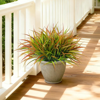 Ivydale 12Pcs Fake Plants Outdoor Artificial Plastic Grass Spring Decoration UV Resistant Faux Greenery Stems Bushes Outside Fake Plants for Planters Patio Porch Window Box Pathway Garden Home Decor