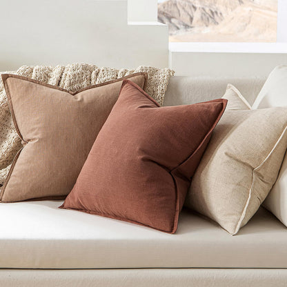 MIULEE Decorative Linen Euro Sham Pillow Covers 26x26 Cream White Boho Farmhouse Neutral Couch Throw Pillows for Bed Pack of 2 Accent Modern Pillowcase Sofa Livingroom Home Decor