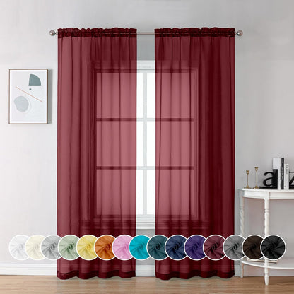 Chyhomenyc Sheer White Valances for Windows 2 Pack, Small Window Curtains for Living Room Bathroom Cafe Laundry Basement, Modern Top Dual Rod Pocket Voile Curtain, 42W x 14L inches, White - Colors A