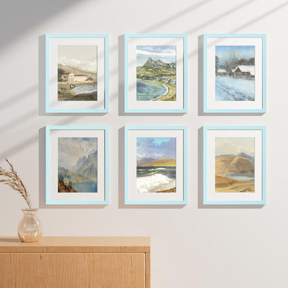 Vittanly 8x10 Picture Frames Set of 9, Shatter Resistant Plexiglass, Display 5x7 Pictures with Mat or 8x10 without Mat, Photo Frames for Wall or Tabletop, Engineered Wood, Black - Colors B