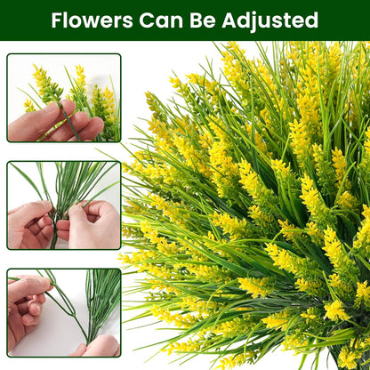 20 Bundles Artificial Plants Outdoor, UV Resistant Fake Flowers， Realistic Faux Lavender Shrubs for Porch Garden Window Box Home Decoration (Purple)