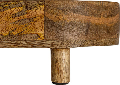Creative Co-Op Mango Wood Footed Tray for Storage and Serving, Natural