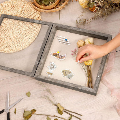 Califortree 8x10 Shadow Box Frame with Linen Back - Sturdy Rustic Memory Display Case of Flower, Pictures, Medals and More, White