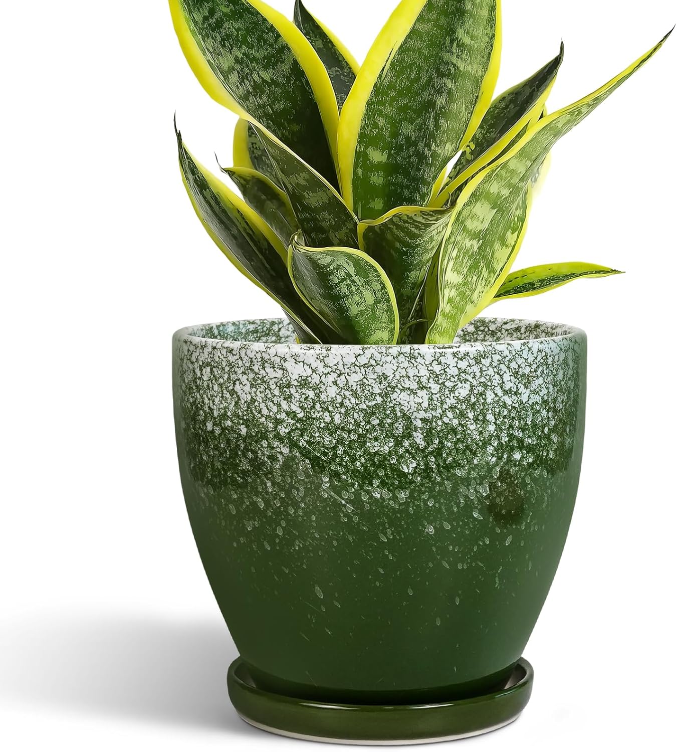 10 Inch Ceramic Planter Pot Round Plant Pot for Indoor Plants Outdoor Large Flower Pot with Drainage Hole and Saucer Blue